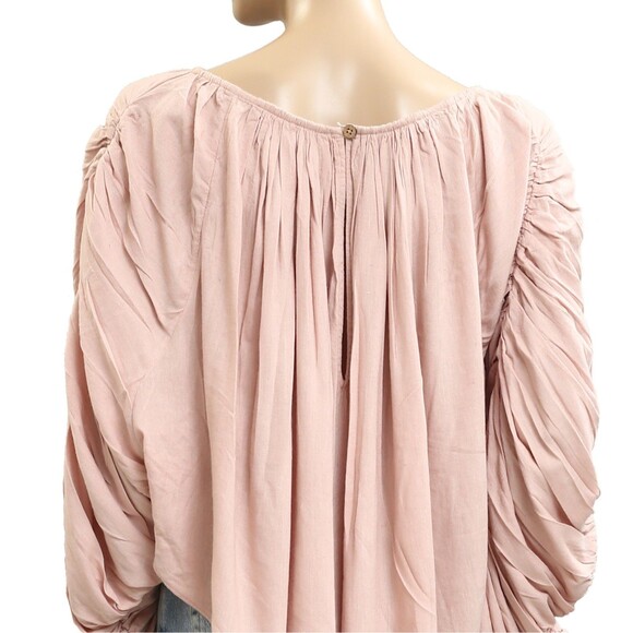 Free People Free-est Cloudy Days Blouse Top Ruched Billowy Boat Neck L 283491 - Picture 5 of 6